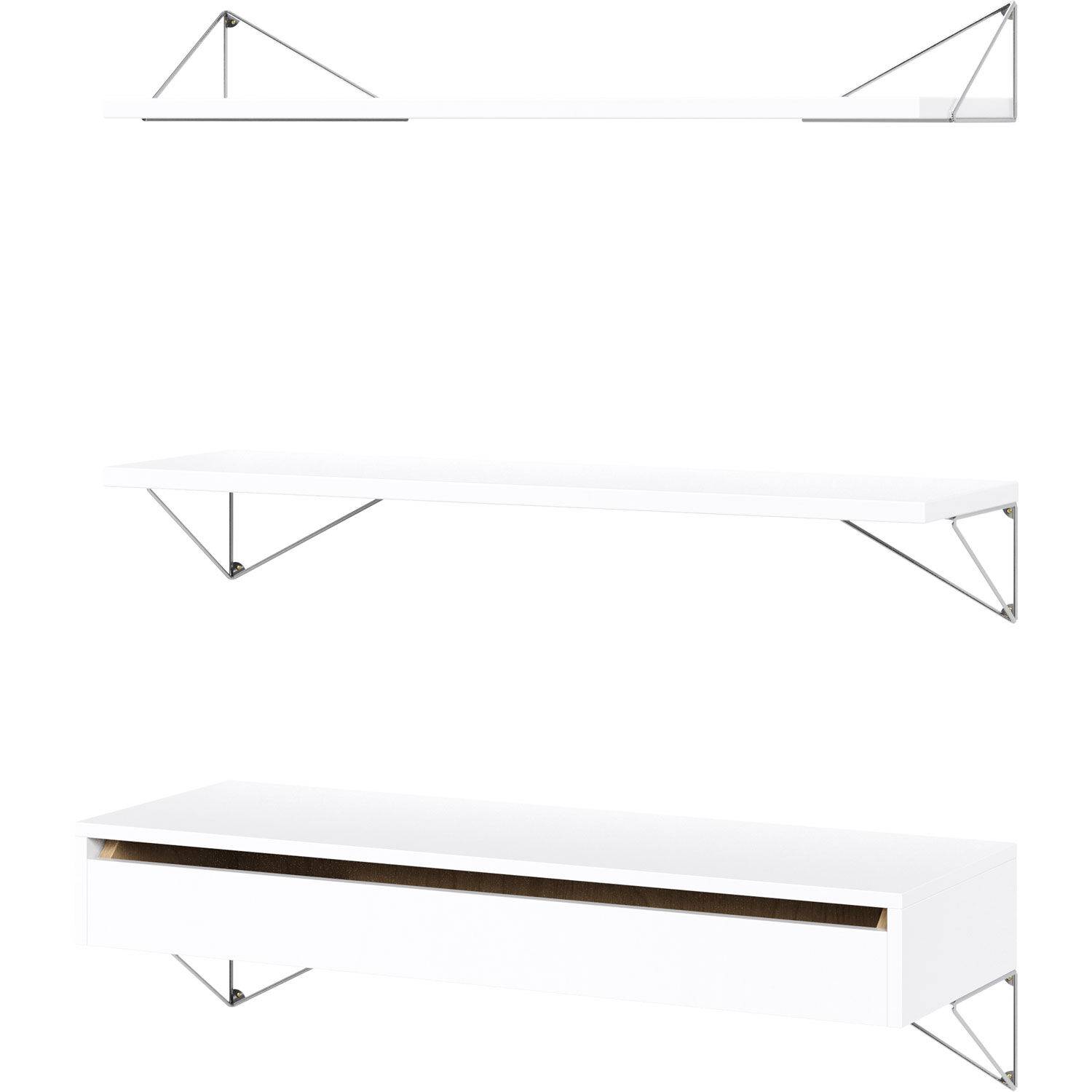 Pythagoras Hyldesæt med Skuffe L Hvidt / Krom
