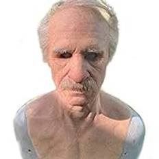 Old Man Latex Mask Realistisk Latex Human Wrinkle Face Mask Halloween Skallig Old Man Mask Full Head Party Mask (A)