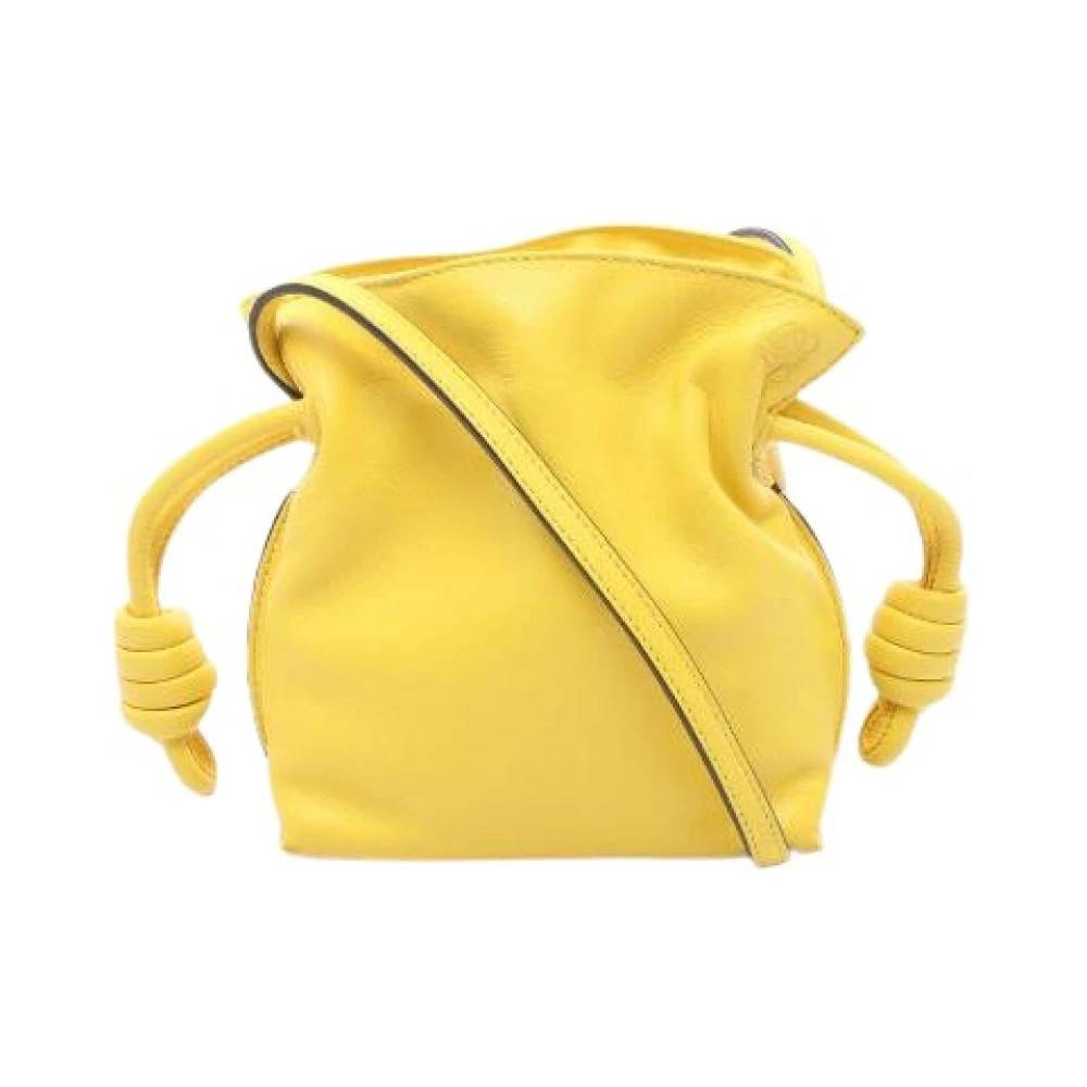 Loewe Pre-owned Pre-owned Flamenco Clutch Læder Skuldertaske - Vintage - Dame - Gul - ONE SIZE - Uld