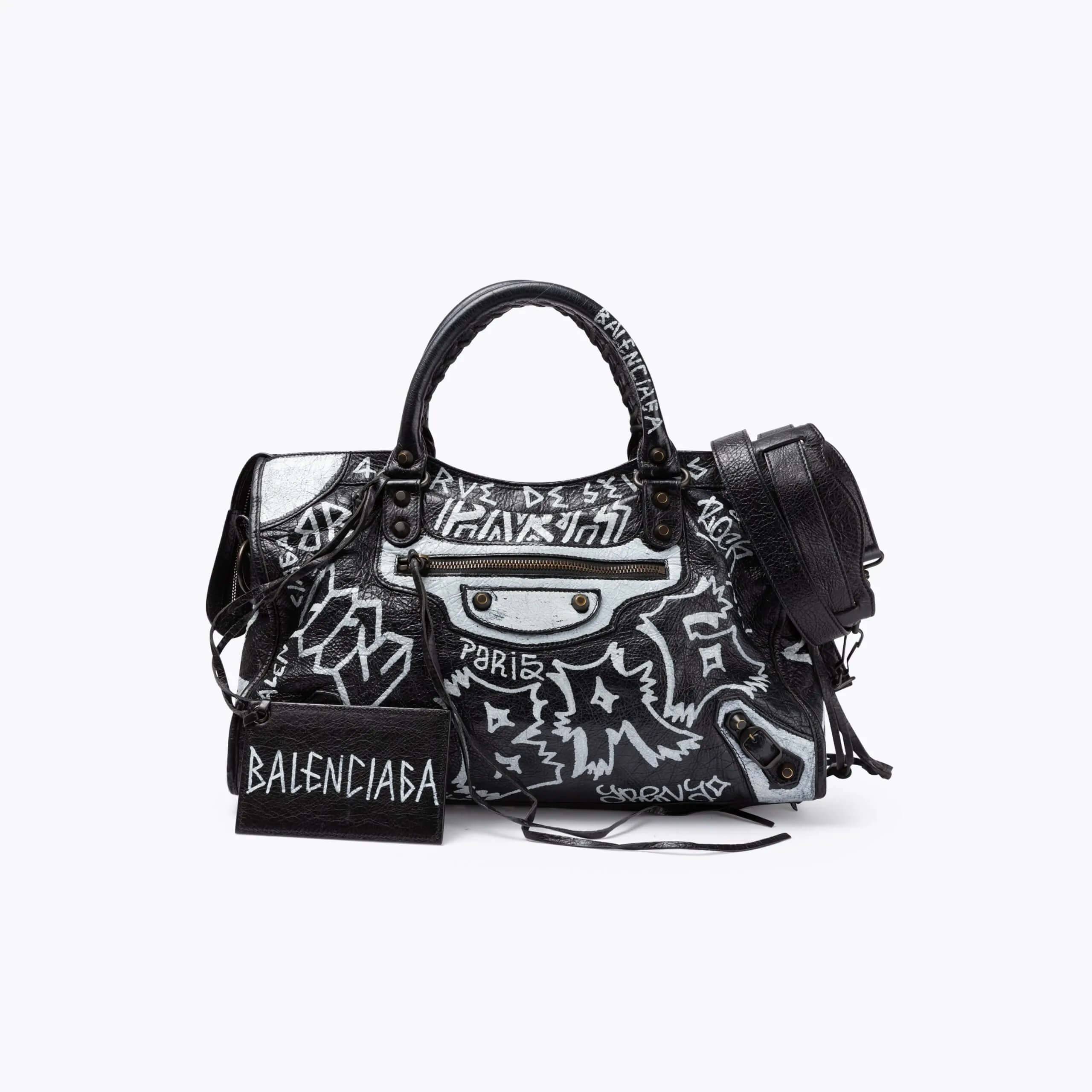 BALENCIAGA Classic City Motocross Graffiti Bag - Black - One Size