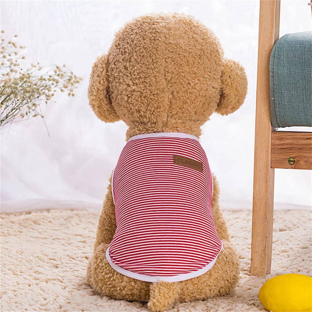 Classic Striped Cotton Vest for Cats & Small Dogs - Red / L-advise 3-4.3kg / SPC (L-advise 3-4.3kg)