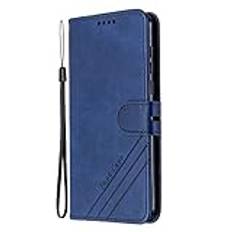 Telefon Flip Case Kompatibel med Motorola Moto E6 Play plånboksfodral, telefonfodral i PU-läder Magnetic Flip Folio-läderfodral Korthållare [Stötsäkert TPU inre skal] Skyddsfodral Telefonskydd(Blu)