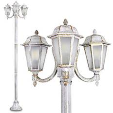 Utomhus stolpe lampa naturlig frost med en vacker vit guldfärg och antik stil – utomhusstång lampa för en trevlig atmosfär