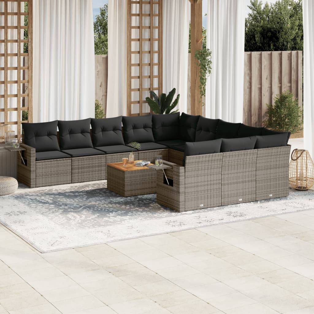 Sofasæt Til Haven 12 Dele Med Hynder Polyrattan - Grå
