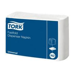 Dispenserserviet, Tork N2 Universal, 1-lags, fast fold, 30x24cm, hvid, genanvendt papir 10800 ark