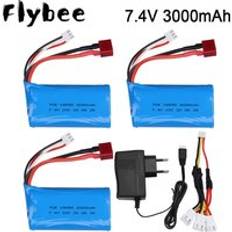 7.4v 3000 mah 18650 lipo batteri 20c 2s för wltoys 10428 12428 12429 12423 q46 rc bildelar laddare 7.4 v 3000 mah batteri - 2 st