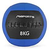 MSPORTS Wall-Ball Premium viktboll 2–10 kg medicinboll (8 kg – blå)