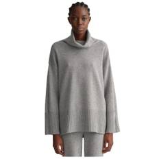 Gant, Stickade tröjor & koftor, Dam, XS, Kashmir, Mysig Lång Polotröja - gray (XS)
