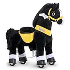 PonyCycle 2023 nya modell E Gungande Häst Ridleksak med Broms (Svart/Storlek 3 för ålder 3-5) Toddler Ridande Ponny Uteleksak Inomhus Plyschponny - E338