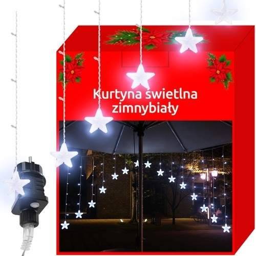 Ljusridå Stjärnor 136 LED, Kallvit, 8 Ljuslägen