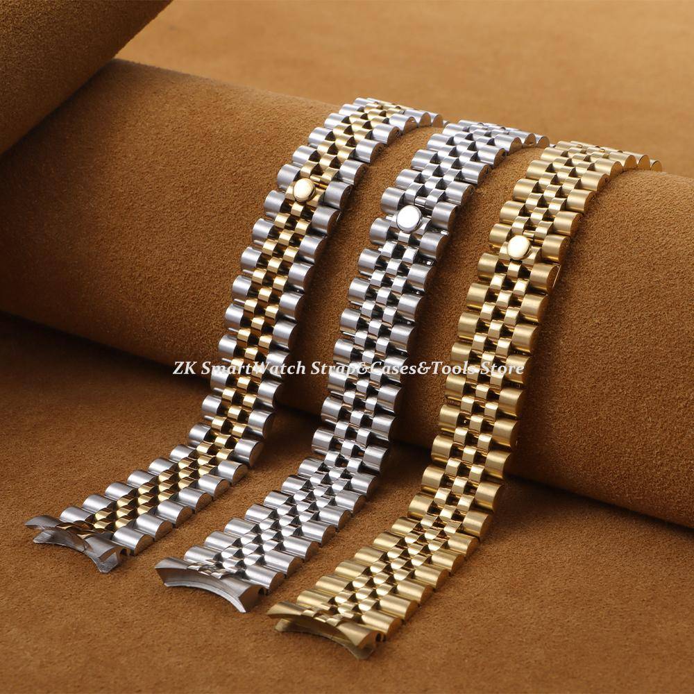 Armband i rostfritt stål för Rolex 20 mm för Vatten-Spöke Armbandsband Böjd Ände Silver Guld Armband Herr Dam Sportklocka Band gyllene