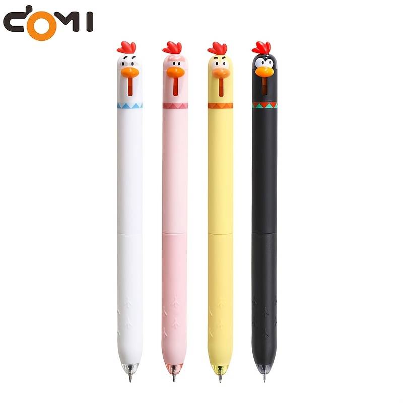 4pcs Cute Chick Gel Pens, Domi 2503 Retractable Gel Pen, 0.5mm St Nib, Quick-drying Black Ink, Smooth Writing, Creative Chick Pen For Office And School Use, Writing Tool, Ideal Back-to- Gift