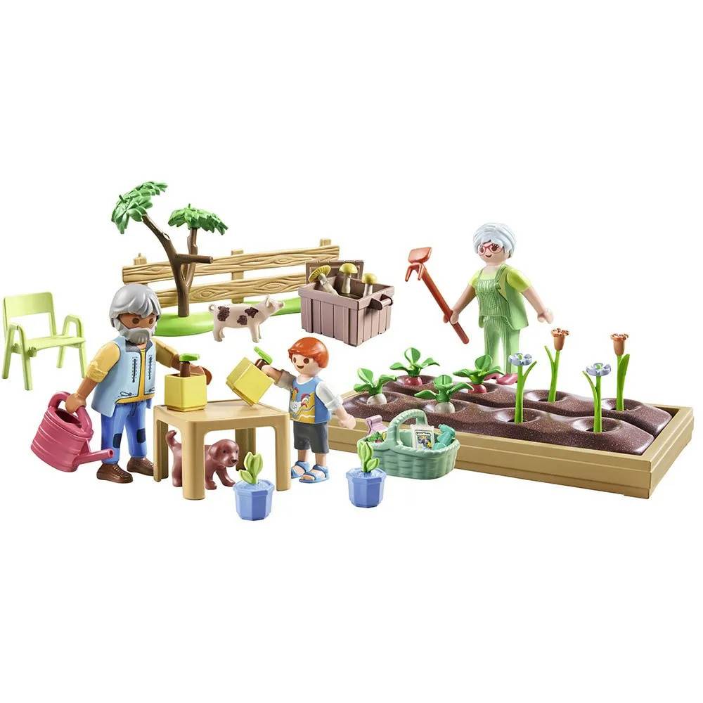 Playmobil Idyllisk Køkkenhave Med Bedsteforældre Byggespil Refurbished
