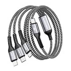 BLACKSYNCZE 100W USB C Multi Charging Cable [2m] 3-in-1 Charging Cable with E-Mark Chip USB C to Type C[100W] Lightning[27W]+Micro[10W] for iPhone 16/15/14/13, Galaxy S24/S23, MacBook Pro/Air, Pad