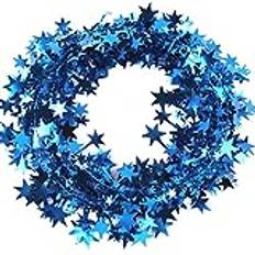 3 stycken juldekorationer girlang glittergirlang 7,5 m per styck, liten stjärngirlang jultråd med stjärnor, dekoration, för julgran hem, bröllop, fest, festival, dekoration, blå