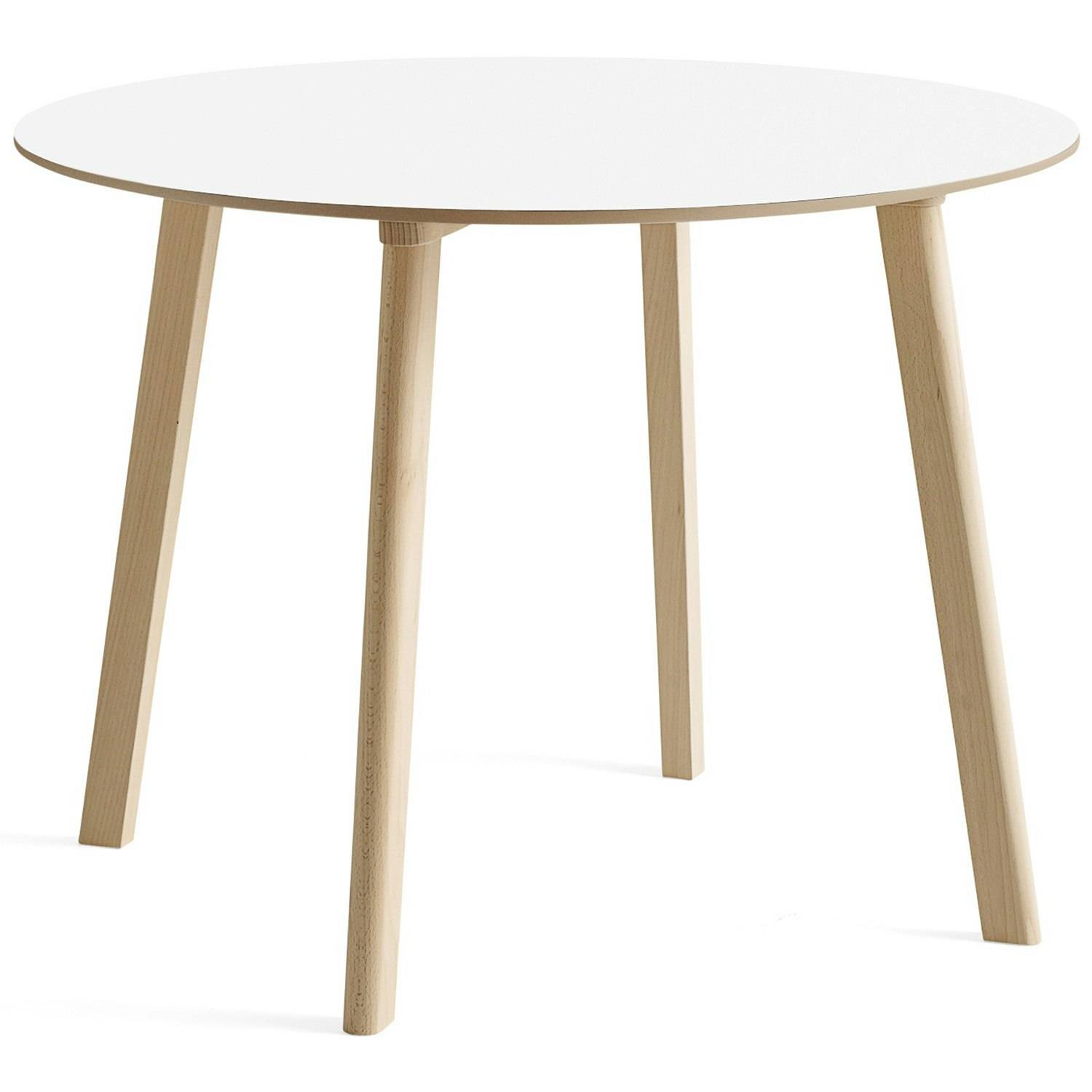 Hay Cph Deux 220 2.0 Bord Ø100 Cm Pearl White / Ubehandlet Bøgetræ - Spisebord & Barbord Laminat Perlehvid - AE854-A328-AR37.