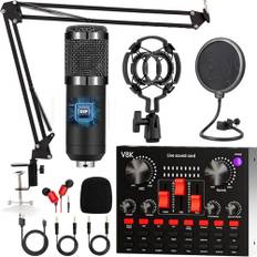 FOLTUSYMY Podcast Mikrofon Bündeln, Audio Interface mit Cardioid Designer BM800 Mikrofon für Gamer und All-in-One Mischpultr, Perfekt für Live Streaming, Singen, YouTube, Gaming