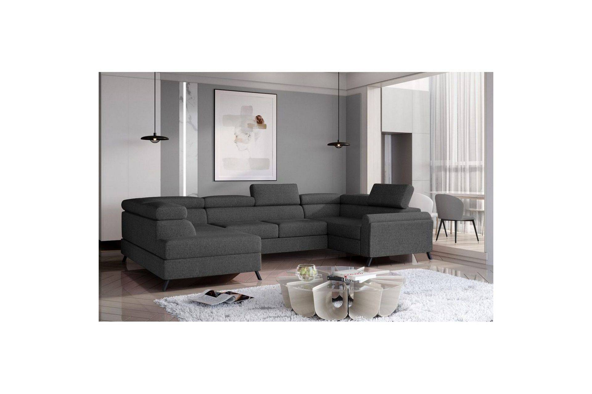 Hörnsoffa Eltap Escada 336x200x92 cm - Inari 96, Mörkgrå, Vänster Bäddsoffor