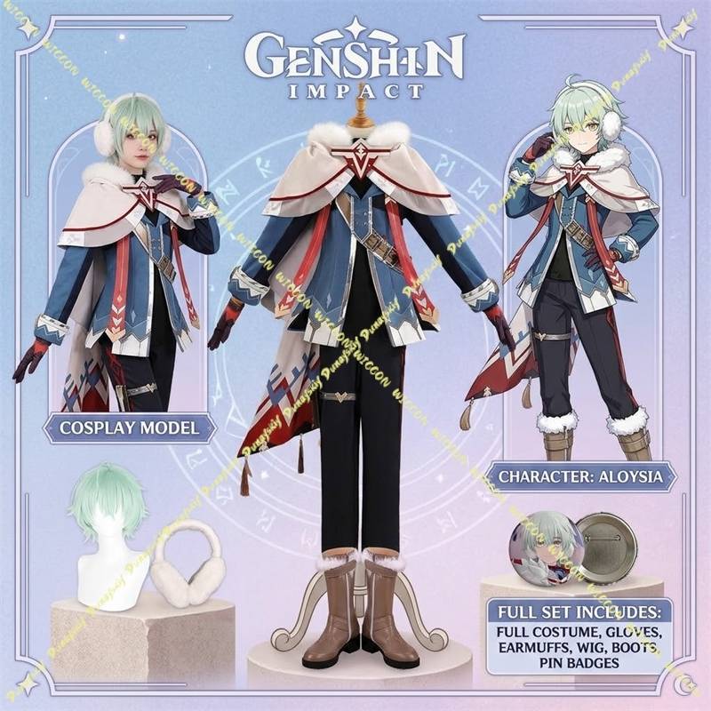 Genshin Impact Alyosha Cosplay Costume Snezhnaya Anime Game Outfit for Halloween Carnival Role‑Play Party Performance Clothing