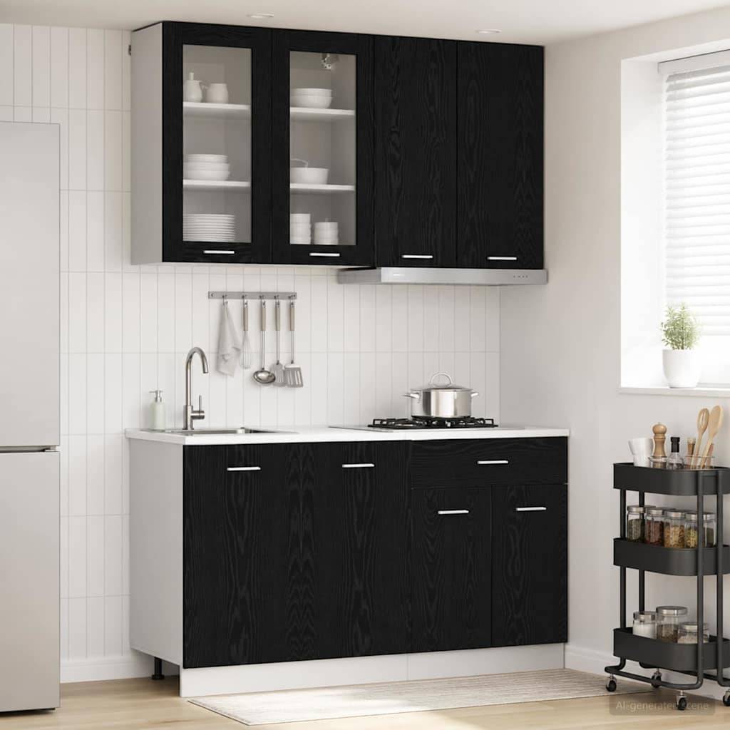 vidaXL Köksskåpsset 4 pcs Svart Ek 80 x 31 x 80 cm Konstruerat trä