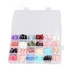 576 St Press On Nails, Pure Color Full Cover Press On Fake Nail Tips Medellängd Mandel Form Fake Nails Set för Kvinnor Flickor