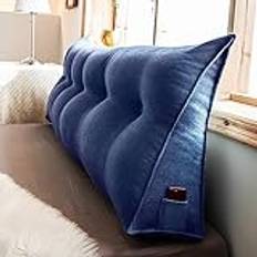 Triangulär huvudgavel kudde rygg/ländryggsstöd kudde kil dagbädd kudde stöd kudde för soffa med tvättbart skydd mörkblå 200 x 50 x 20 cm