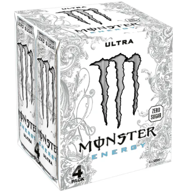 Monster Ultra 4-pack  sockerfri energidryck för arbetsplats, byggbod & försäljning