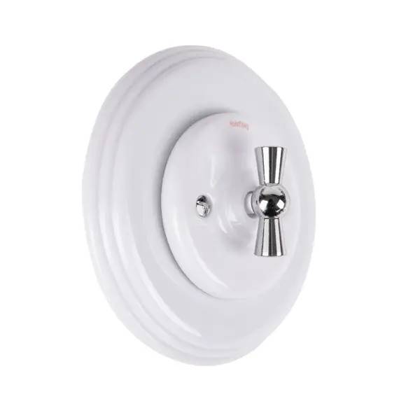 Dubbel Vrid Dimmer vit porslin kromat vred vit ram