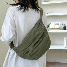 Canvas Chest Bag Retro Casual Shoulder Bag Unisex Large Capacity Messenger Bag Versatile Crossbody Bag Suitable For Daily Matching Casual Style Classi - Green - one-size
