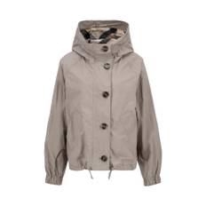 Barbour, Jacka, Dam, L, Bomull, Khaki Regnjacka med Tartan Huva - beige (L)