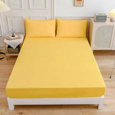 New Arrival 15 Colors Elastic Fitted Sheet 12 Inches Deep Pockets Brushed Microfiber Mattress Covers Set Twin Full Queen King Size 90*200+30cm gul