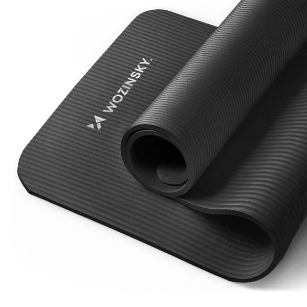 Wozinsky træningsmåtte 181 x 63 x 0,9 cm tyk gymnastik yogamåtte sort