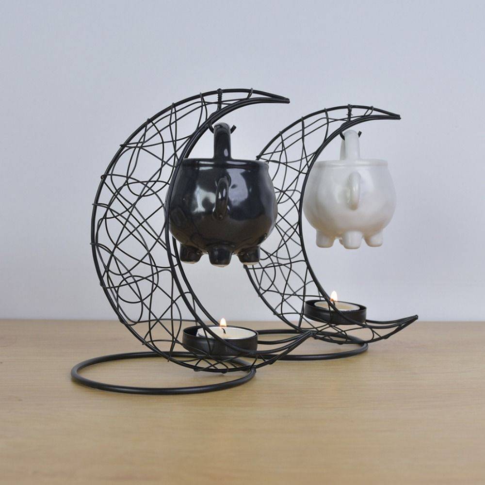 Måne Eterisk Oljebrännare Järnmaterial Värmeljushållare Elegant Aromaterapi Spis SPA Användning