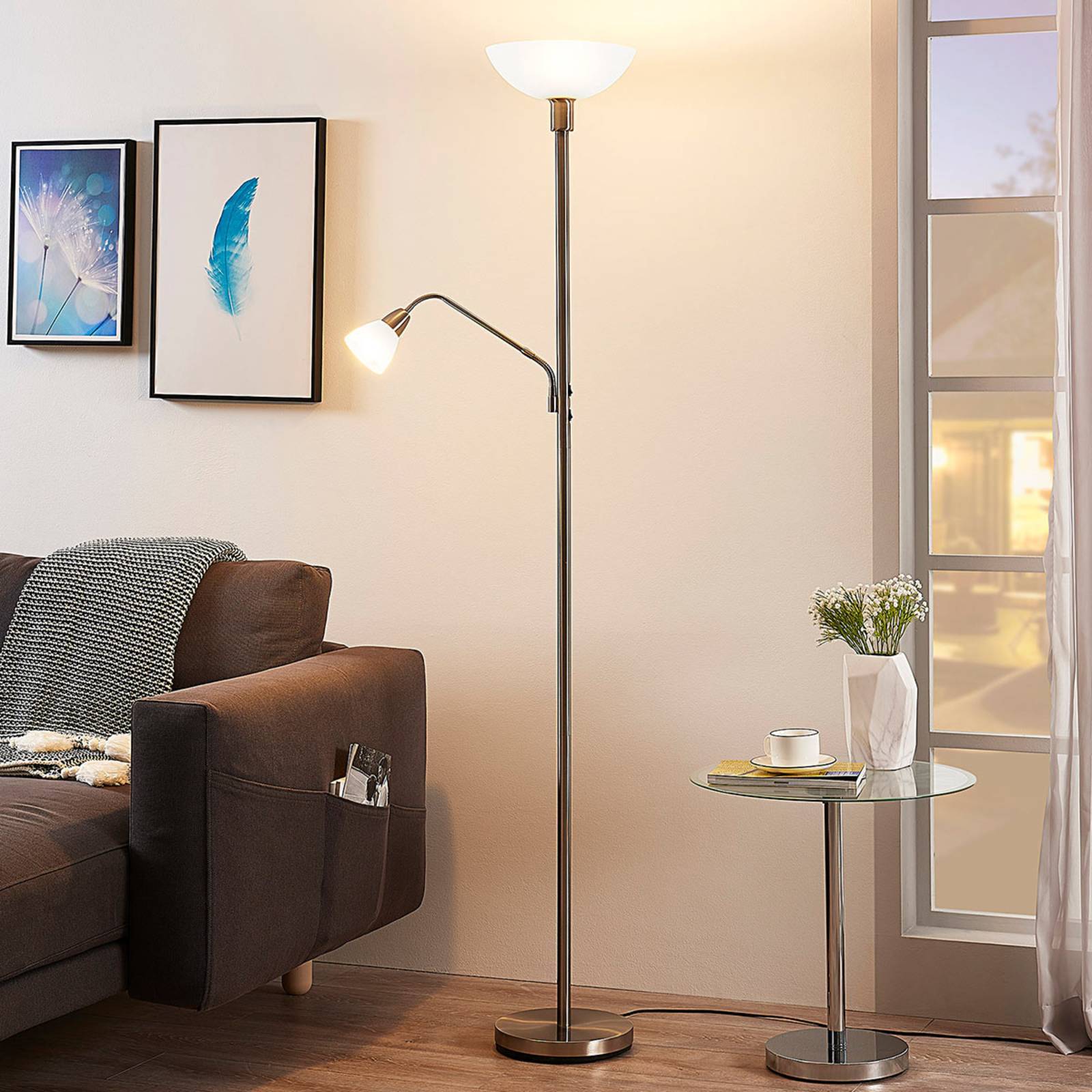 Uplight Jost Lindby, Aluminium / grå / zink, Vardagsrum / matsal, Metall, Modern, Golvlampa