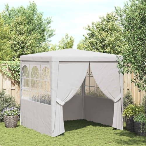 Sinkzol professionellt festtält med sidoväggar 2,5 x 2,5 m vit 90 g/m² PE UV- och vattentät, stålram stabil, perfekt för trädgård, terrass, balkong, utomhus, camping, fest, evenemang