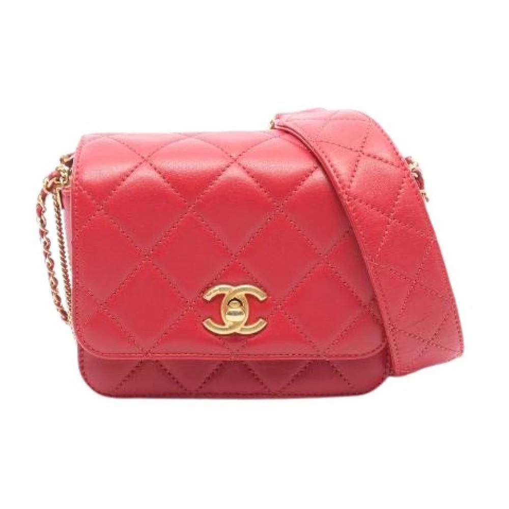 Chanel Vintage Pre-owned Matelasse Lambskin Skuldertaske - Vintage - Dame - Rød - ONE SIZE - Uld