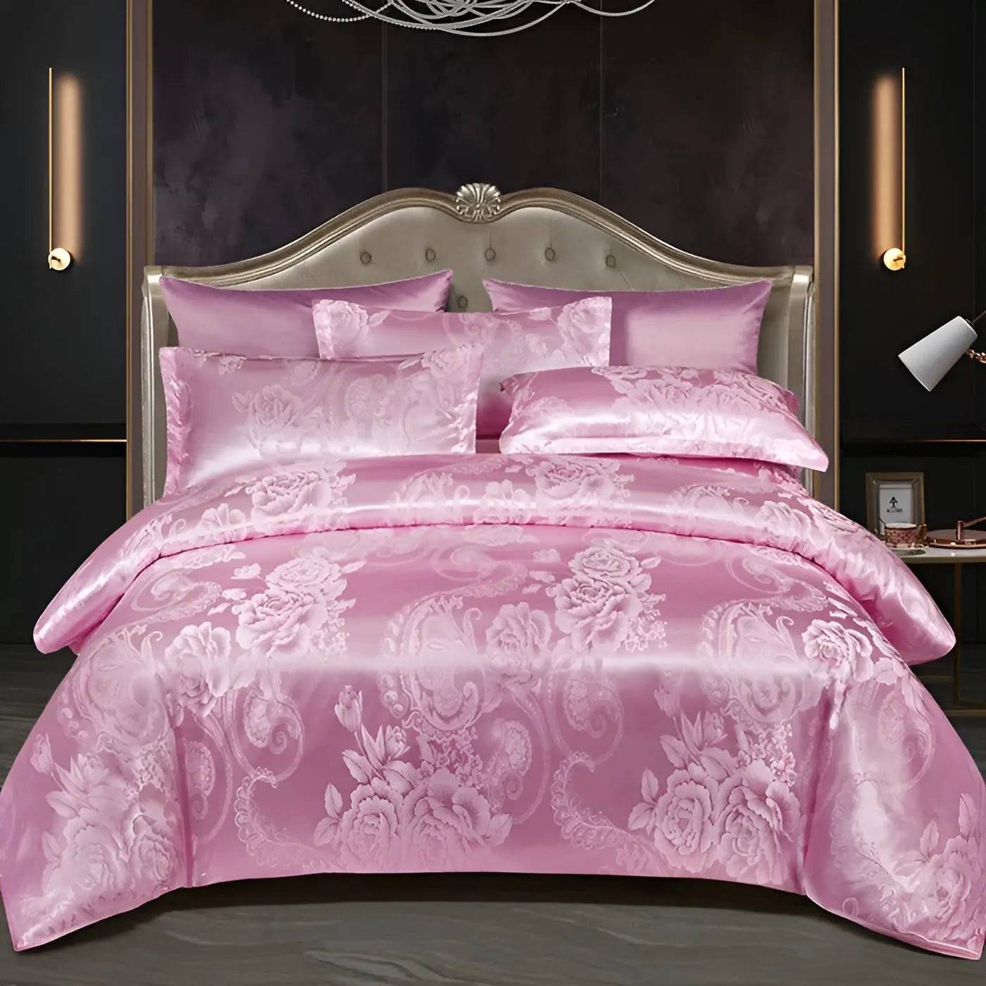 Chic Satäng Jacquard Påslakan för Lyxigt Sovrum - Ljusrosa / Drottning 200x230cm 1st