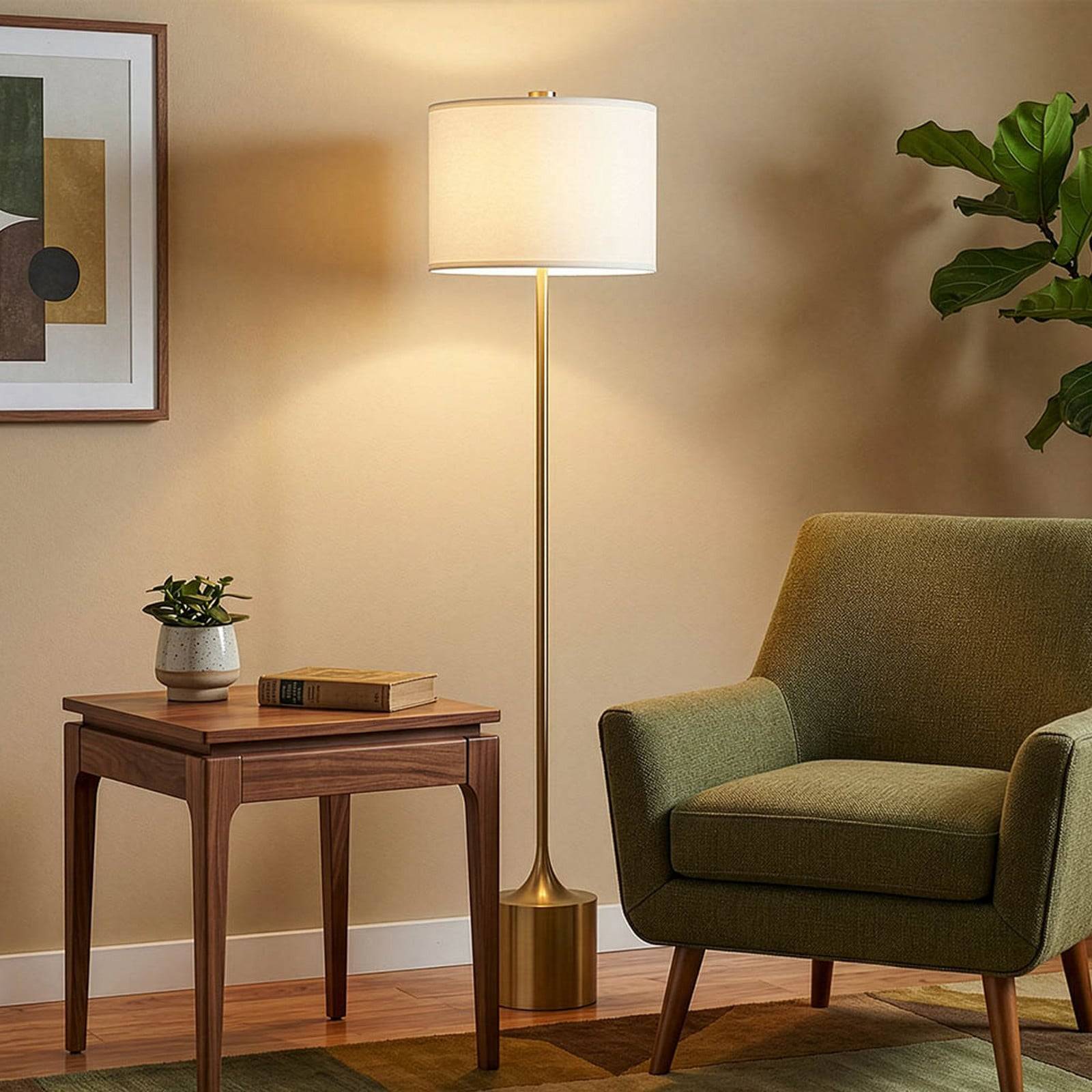 Golvlampa Elstead, Issa, Beige, Vardagsrum, Aluminium, Vintage / retro