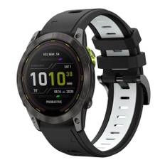 Garmin Enduro 2 / Fenix7X / Fenix 7X Solar /TACTIX 7/ 7 Pro, etc. Silikonarmband, 26mm - Svart, vit