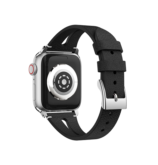 Apple Watch (38/40/SE/41/42mm) - Deluxe™ V-Shape Læder Rem - Sort