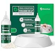 GREENBUGS Fälla vägglöss (x4) med 100 % ekologisk kiselgur - anti-insektsfångare kit för sängben - effektiv lösning - ingår bruksanvisningar