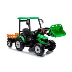Stor elektrisk Farmer Traktor til børn med skovl, 2x24V, Grøn