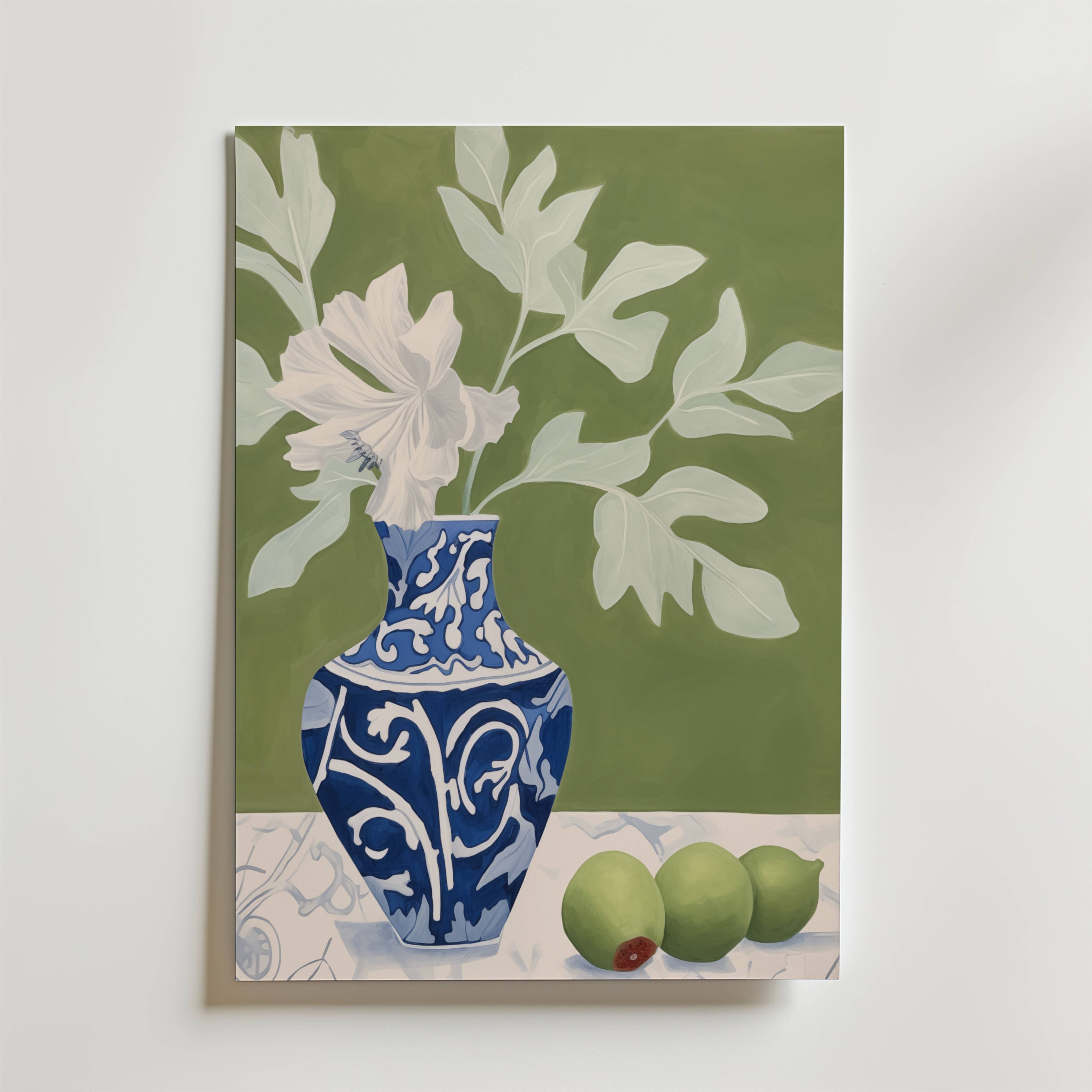 Blue Vase Still Life Poster - Fine Art Poster 21x30 cm