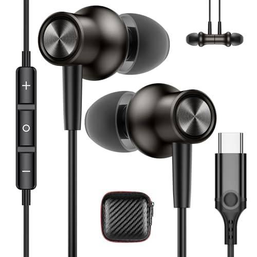 USB C-hörlurar för Samsung Galaxy A55 A35 A54 A34 A53 S24 FE S23, in-ear hörlurar med kabel, mikrofon typ C-headset USB C-anslutning för iPhonee 16 15 Pro Max iPad Air Pixel 9 8 7 Xiaomi 14T 13
