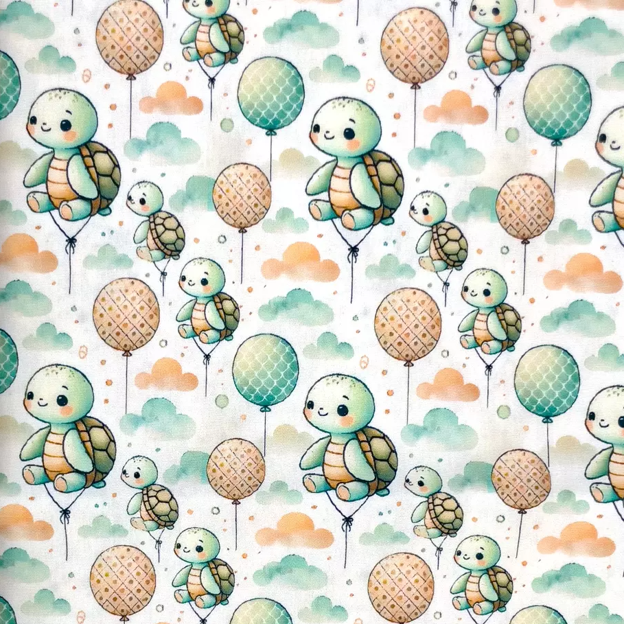 Balloon And Turtle - bomullspoplin