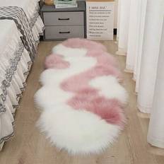 1pc Soft Fluffy Fur Mat Pink And White Area Rug, Comfortable For Bedroom, Living Room, Study, Office, Entryway, Room Decor As Floor Mat, Plush Bedroom - Pink + White - 60*90,40*120,60*180,50*80,50*160