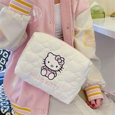 Hello Kitty Handbag Large Capacity Women&#39;s Cartoon Makeup Bag Soft Down Travel Bag For Women - Multicolor - Pink Bow KT Cat