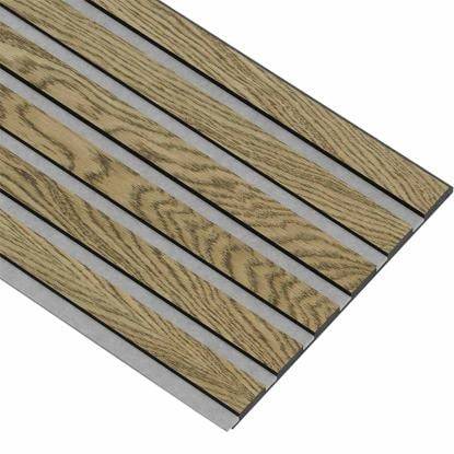 I-Wood Medio+ Original akustikpanel, mørkebrun olieret, grå filt og sort kerne, egefiner, 17 x 300 x 2780 mm