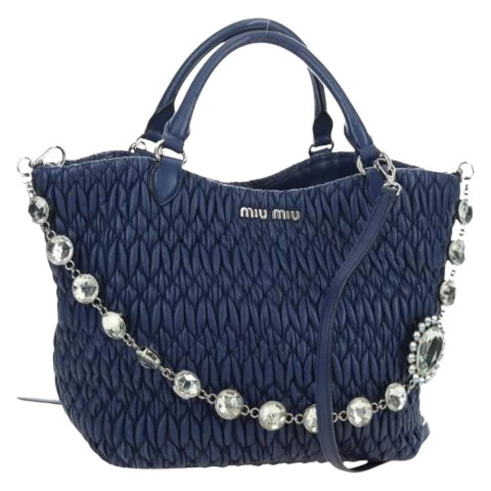 Miu Miu Pre-owned Pre-owned Hand Bag - Vintage - Dame - Blå - ONE SIZE - Uld