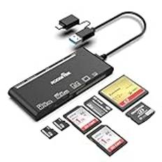 USB C USB3.0 multikortläsare, SD/TF/CF/Micro SD/XD/MS 7 i 1 minneskortläsare/adapter/hubb för SD SDXC SDHC CF CFI TF Micro SD Micro SDXC Micro SDHC MS MMC UHS-I-kort, för Windows/Mac/Android